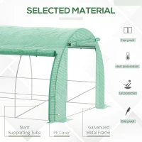 Outsunny Large Walk-in Greenhouse, 20'x10'x6.6' Tunnel Greenhouse with Zippered Door and 12 Roll-up Windows, Outdoor Green House for Garden Plant, Green(m-4)