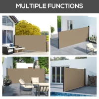 Outsunny 13' x 5' Retractable Side Awning, Outdoor Privacy Screen for Garden, Hot Tub, Balcony, Terrace, Pool, Khaki(m-7)