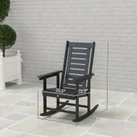Outsunny 2 Pieces Outdoor Rocking Chairs, HDPE Patio Rockers with 28" High Back, Wide Armrests for Porch Backyard, Black(m-3)
