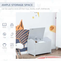 Qaba Kids Wooden Toy Storage Box Organizer Chest with Magnetic Hinge, Large Chest Space, & Groove Handle, Grey(m-6)