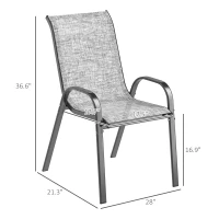 Outsunny Set of 4 Outdoor Dining Chairs, Stackable Patio Chairs with High Back, Breathable Mesh Seat for Garden Lawn, Mixed Gray(m-3)