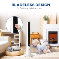 HOMCOM 38 Inch Tower Fan for Bedroom Cooling, 70°Oscillating Fan with 3 Speeds, 12H Timer, and Remote Control, Standing Floor Fan for Home Office, White(m-8)