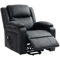 HOMCOM Lift Chair for Seniors, PU Leather Upholstered Electric Recliner Chair with Remote, Side Pockets, Quick Assembly, Black(m-2)