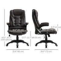 Vinsetto Executive Office Chair High Back PU Leather Computer Chair, with Swivel Wheels, Arm, Adjustable Height, Brown(m-3)