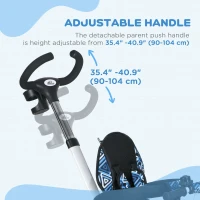 Qaba 6 in 1 Toddler Tricycle with Parent Push Handle, Canopy, Storage Baskets, Cupholder, Light Blue(m-7)