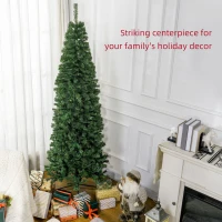 HOMCOM 7FT Pencil Christmas Tree, Artificial Christmas Tree with Automatic Open for Home Party, Green(m-4)