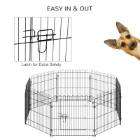 PawHut 24inch 8-Panel Dog Playpen Octagon Pet Exercise Playpen Crate Foldable Dog Cage Pen Puppy Kennel, Black(m-7)