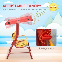 Outsunny Porch Swing for Kids with Adjustable Canopy to Block Sun at Angles, Kids Swing Chair with Seatbelts, Ladybug Pattern, Gift for Kids Ages 3-6, Red(m-5)