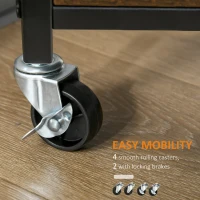 HOMCOM Rolling Kitchen Island Cart with Adjustable Shelf, Rustic Brown(m-7)