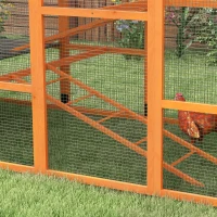 PawHut Wooden Chicken Coop Run for 6 - 10 Chickens, Hen House Add-On with Storage, Perches, 141.75" x 48" x 61", Orange(m-9)