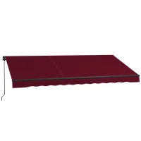 Outsunny 13' x 10' Retractable Awning, 280gsm UV Resistant Sunshade Shelter, for Deck, Balcony, Yard, Wine Red(m-2)