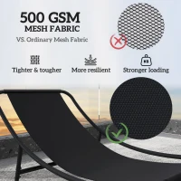Outsunny Outdoor Patio Rocking Chair Set of 2 with Cushion, Steel Frame Balcony Chair with Mesh Deep Seat for Porch, Garden, Grey(m-6)