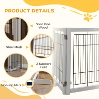 PawHut Wooden Dog Gate for Small & Medium Dogs 4 Panel w/ Support Feet Foldable Pet Fence for House Doorway Light Grey(m-6)