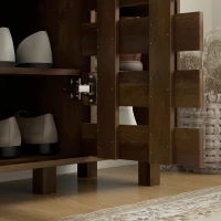 HOMCOM Shoe Cabinet, 21 Pair Shoe Storage Cabinet Organizer with 5-tier Double Door Cupboard and 5-tier Open Shelves, Brown(m-10)