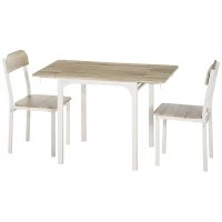 HOMCOM Foldable Dining Table Set for 2, Drop-Leaf Kitchen Table with 2 Chairs for Apartments, Studios, Natural Drop-leaf Dining Table Set Includes 2 Chairs(m-2)