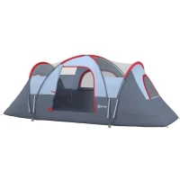 Outsunny 5-6 Person Family Tent, Outdoor Camping Tent with Lighting Hook, Carrying Bag for Camping, Hiking and Travelling, Grey(m-11)