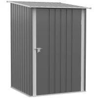 Outsunny Outdoor 3.3' x 3.4' Lean-to Garden Storage Shed, Galvanized Steel Tool House with Lockable Door for Patio, Gray(m-1)