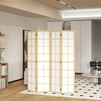 HOMCOM 4 Panel Room Divider, 5.6 ft Folding Wall Divider Room Partition for Home Office, Bedroom, Living Room(m-8)