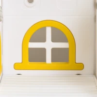 Qaba 8 in 1 Toddler Slide and Swing Set w/ 2 Slides, Basketball Hoop, Climber, Storage Space Telescope, Yellow(m-8)