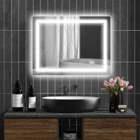 HOMCOM Dimmable Bathroom Mirror with Lights, 32" x 24" Backlit/Front Lit LED Mirror, Anti-Fog, Memory, Infinite Color Temp(m-10)