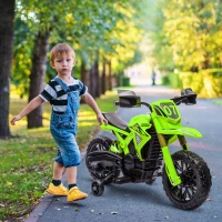 Qaba 6V Kids Motorcycle with Training Wheels, Horn & Start Sound, for 3-8 Years, Green(m-2)