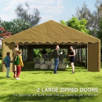 Outsunny 20' x 40' Party Tent, Outdoor Canopy Tent with Removable Sidewalls, 12 Windows for Parties, Wedding, Events, BBQ, Brown(m-6)
