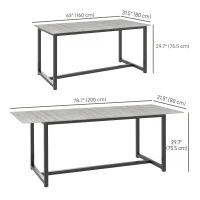 HOMCOM 63"-79" Collapsible Dining Table for 4-6, Foldable Kitchen Table with Steel Frame for Dining Room, Grey Wood Grain(m-3)