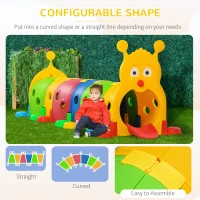 Qaba Caterpillar Tunnel, Toddler Tunnel for Kids Crawl and Climb Through, Kids' Play Structure Indoor Outdoor, 6 Sections, Multicolored(m-6)