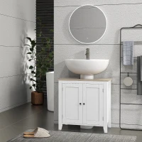 kleankin Bathroom Sink Vanity Unit, Under Sink Bathroom Cabinet with U-Shape Design and Adjustable Shelf, White(m-8)