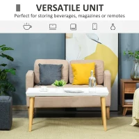 HOMCOM Coffee Table with Tray Top, Nordic Center Table with Pine Wood Legs, Rectangle Coffee Tables for Living Room, White(m-4)