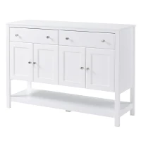 HOMCOM 47" Coffee Bar Cabinet, Sideboard Buffet Cabinet, Accent Kitchen Organizer with Adjustable Shelves and Drawers, Entryway Table for Living Room, White(m-11)