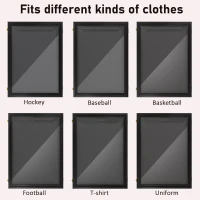 HOMCOM 24" x 32" Hockey Jersey Frame, Jersey Shadow Box for Basketball, Football, Baseball, Black(m-7)