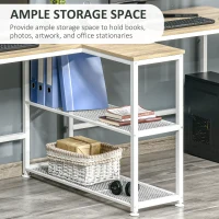 HOMCOM 83" Two Person Computer Desk with 2 Storage Shelves, Double Desk Workstation with Book Shelf,  Long Desk Table for Home Office, Natural(m-5)