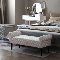 HOMCOM 52" Rolled Arm Bed Bench Bedside Footstool End of Bed Furniture Grey(m-8)