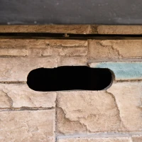 Outsunny 32 Inch Outdoor Propane Gas Fire Pit Table, 50,000 BTU Auto-Ignition Square Faux Ledge Stone Gas Firepit with Lava Rocks and Rain Cover, CSA Certification, Brown(m-8)