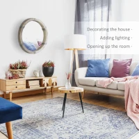 HOMCOM 30.75" Wood Wall Mirror, Farmhouse Decorative e Round Mirror for Wall Decor in Living Room, Bedroom, Natural Wood Color(m-4)