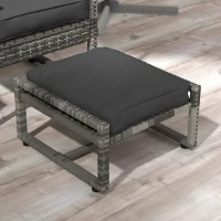 Outsunny 5 Pieces Patio Furniture Set with Armchair, Stool, Table, Cushions, Outdoor Wicker Conversation Sofa Set for Garden(m-10)