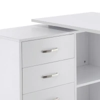 HOMCOM L-Shaped Desk, Computer Corner Desk with Storage Shelf, Drawer, PC Table Home Office Workstation, White(m-10)
