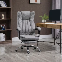 Vinsetto Microfiber Computer Chair, Executive Office Chair with Reclining Backrest Retractable Footrest Adjustable Height Grey(m-8)