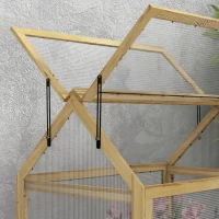 Outsunny Raised Garden Flower Bed Kit with Greenhouse, Wooden Cold Frame Planter, 35.5" x 22.5" x 38.25", Natural(m-9)