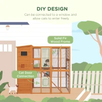 PawHut Wooden Outdoor Catio with Platforms, Asphalt Roof, Ramps, Natural(m-4)