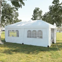 Outsunny 10' x 19.5' Pop Up Canopy Tent Height Adjustable Event Shelter w/ Sidewalls, Leg Weight Bags, Wheeled Carry Bag, White(m-10)