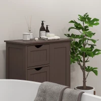 kleankin Bathroom Storage Cabinet, Floor Cabinet with Adjustable Shelf and 4 Drawers, Side Cabinet for Washroom, Brown(m-9)