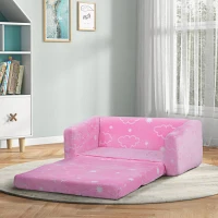 Qaba Couch with Glow in the Dark Cloud Pattern, Washable Cover, Pink(m-10)