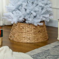 HOMCOM 24" Hyacinth Christmas Tree Base Cover, Hand Woven Christmas Tree Collar for Party, Holiday, Home Decoration, Natural(m-8)