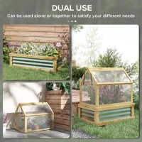 Outsunny Raised Garden Flower Bed Kit with Greenhouse, Wooden Cold Frame Planter, 35.5" x 22.5" x 38.25", Natural(m-4)