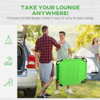 Outsunny 2PCS Adjustable Outdoor Lounge Chair, Garden Folding Chaise Lounge with Face Hole Reclining Tanning Chair Seat, Folding Camping Beach Lounging Bed w/ Head Support Green(m-9)