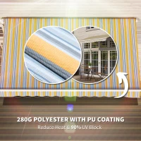 Outsunny 10' x 8' Manual Retractable Awning, Sun Shade Shelter Canopy, with Aluminum Frame and UV Protection for Patio Deck Yard Window Door, Mix Colour(m-5)