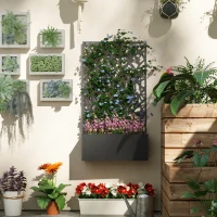 Outsunny Metal Raised Garden Bed with Privacy Panel, Freestanding or Wall Mounted Outdoor Planter Box for Garden, Patio(m-8)