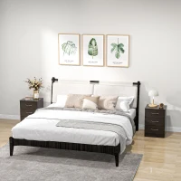 HOMCOM Bedside Table with 3 Drawers, Modern Wood Nightstand, Side Table with Anti-tipping Design for Bedroom, Set of 2, Dark Brown(m-8)